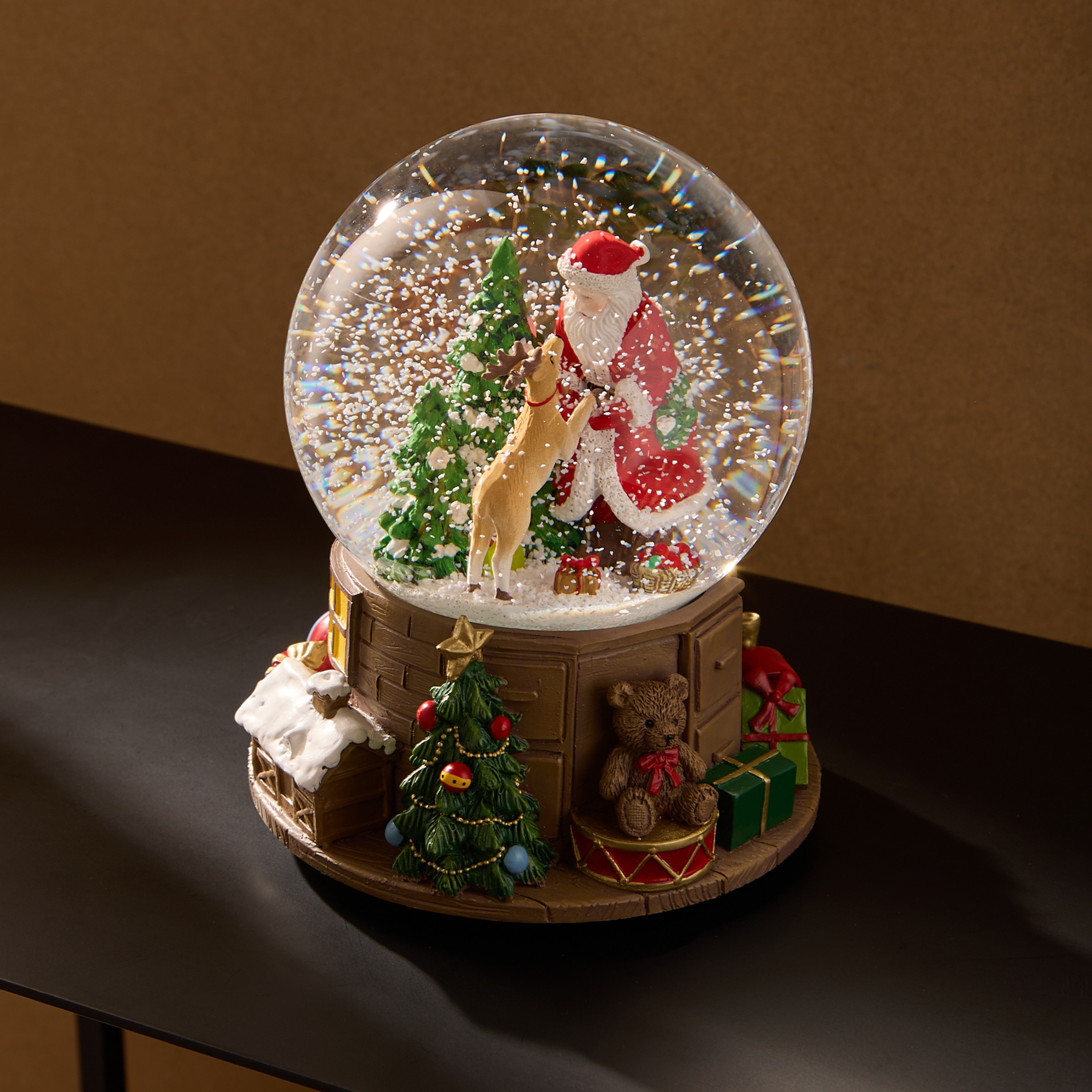 Bola de Neve com Música Pai Natal com Rena Multicolor-1