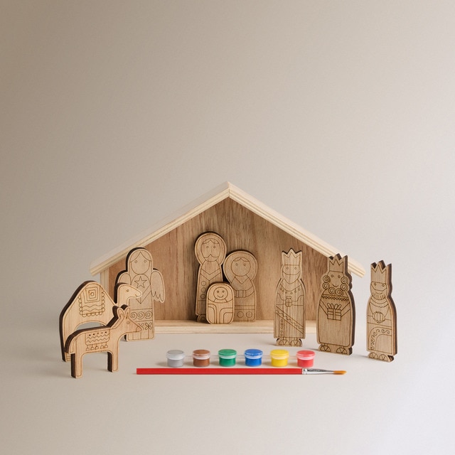 Imagen 0 de Set de 10 figuras para pintar Nacimiento DIY Navidad