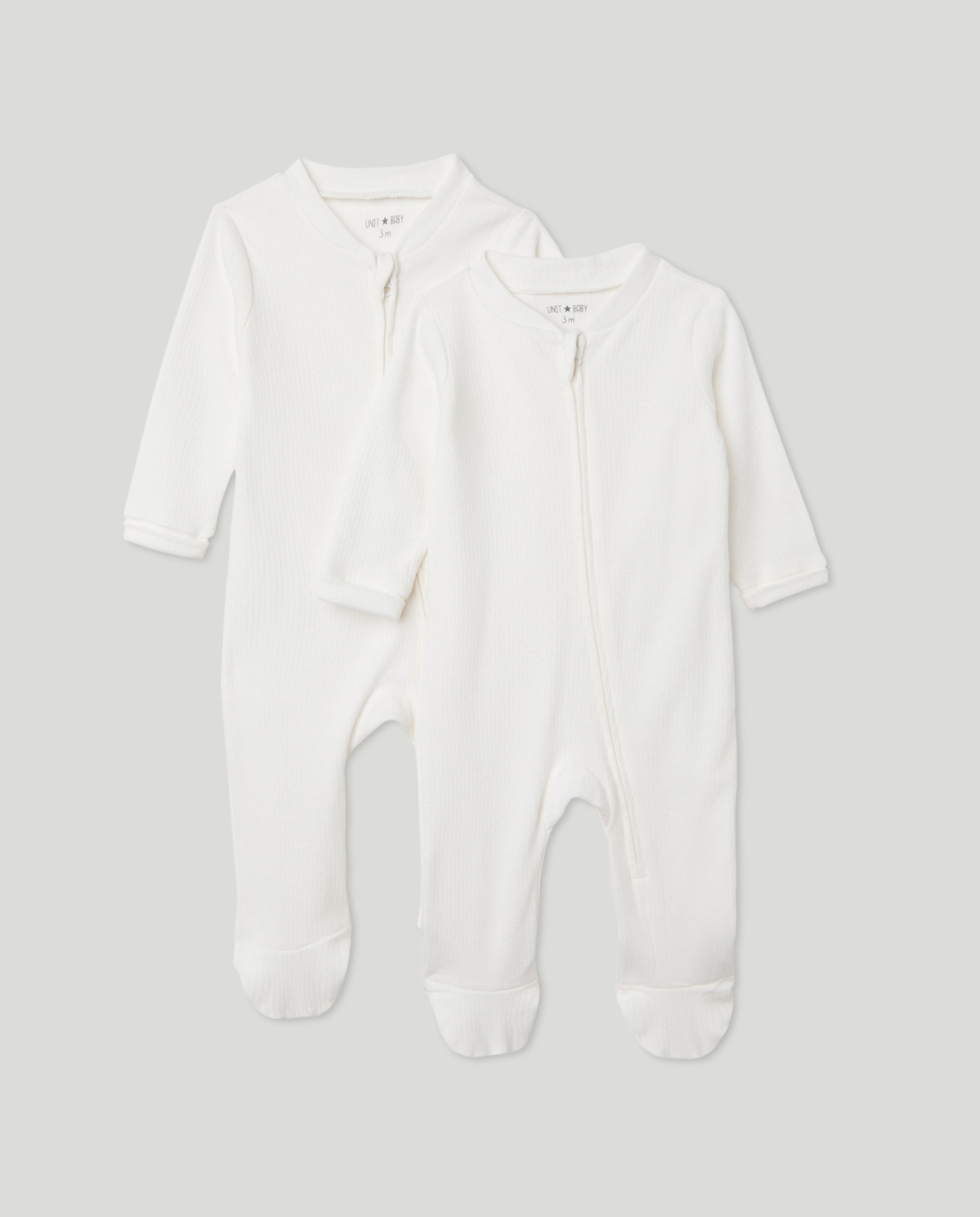 Pack de 2 pijamas de bebé de manga larga canalé 120 Crudo-1
