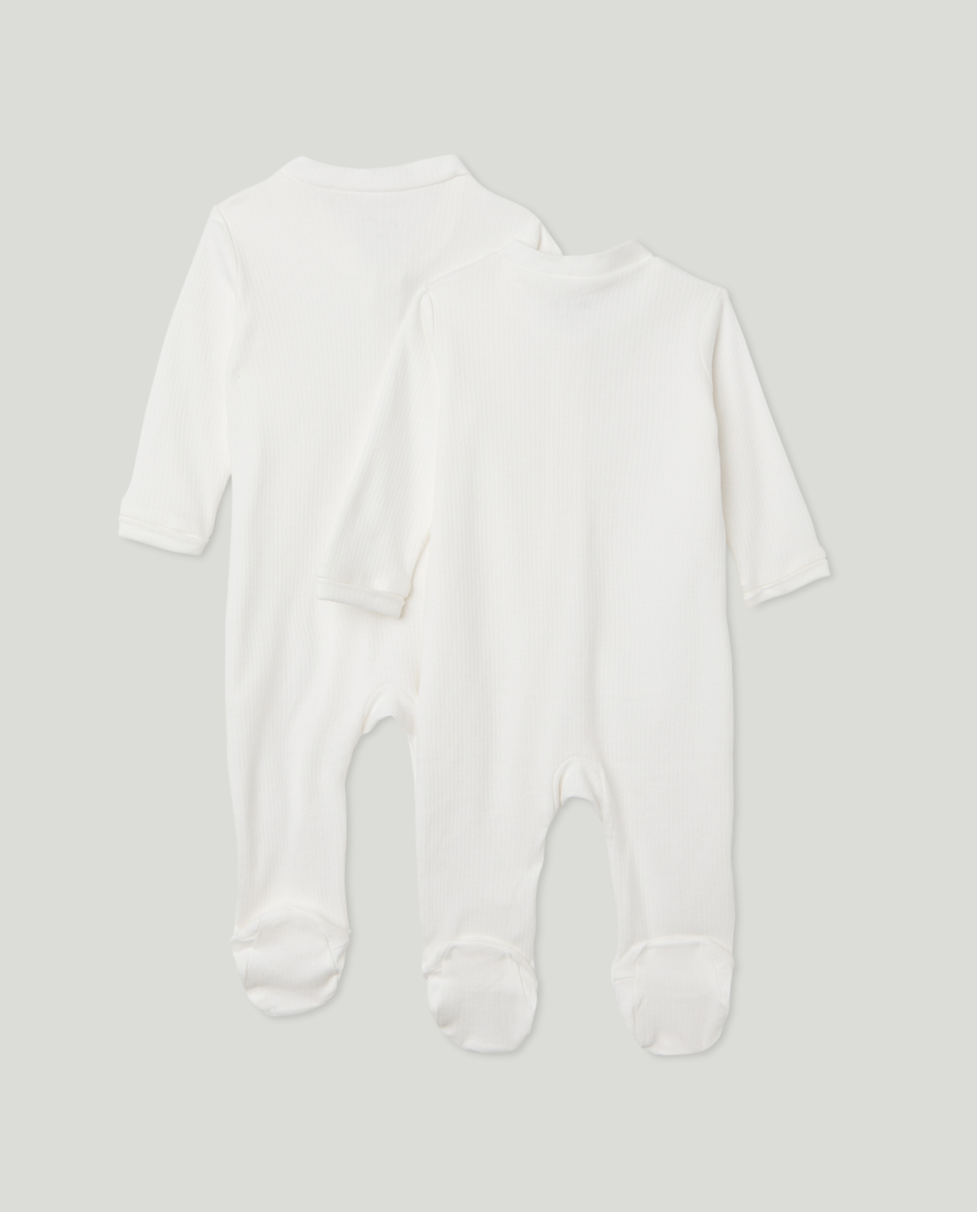 Pack de 2 pijamas de bebé de manga larga canalé 120 Crudo-2