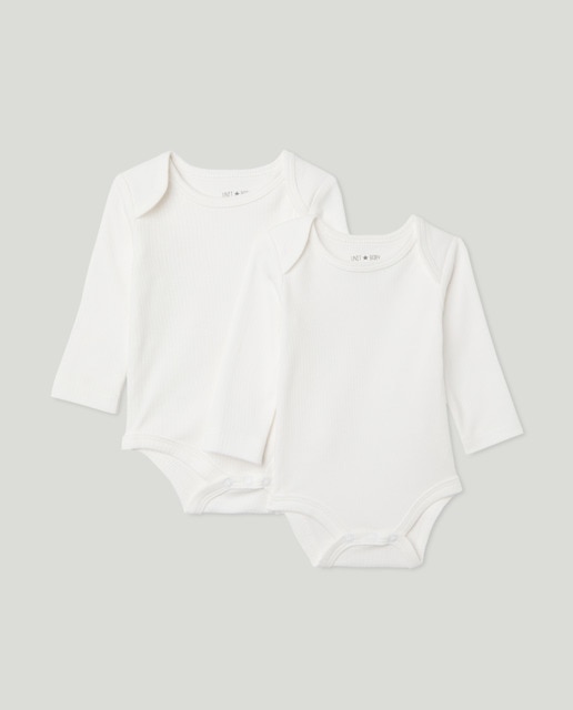 Imagen 0 de Pack de 2 de bodies de bebé de manga larga cerrado  canalé
