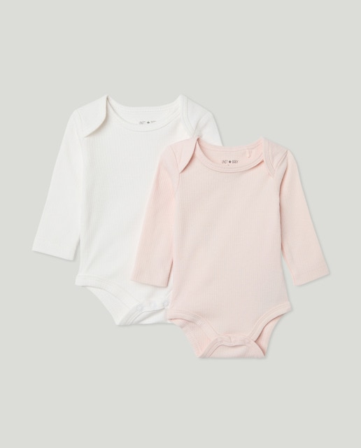 Imagen 0 de Pack de 2 de bodies de bebé de manga larga cerrado  canalé