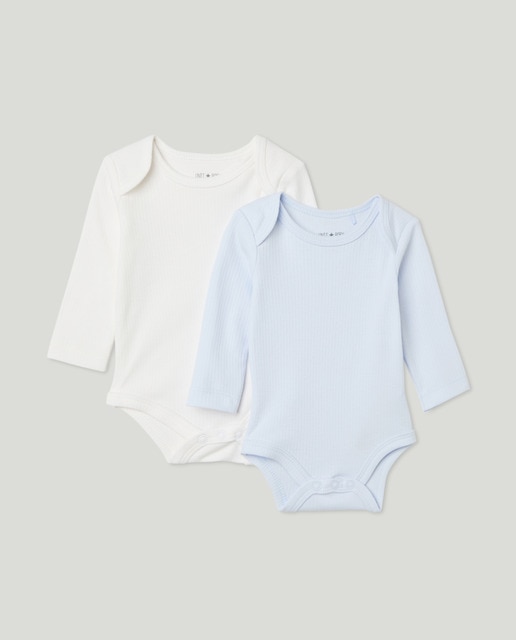 Imagen 0 de Pack de 2 de bodies de bebé de manga larga cerrado  canalé