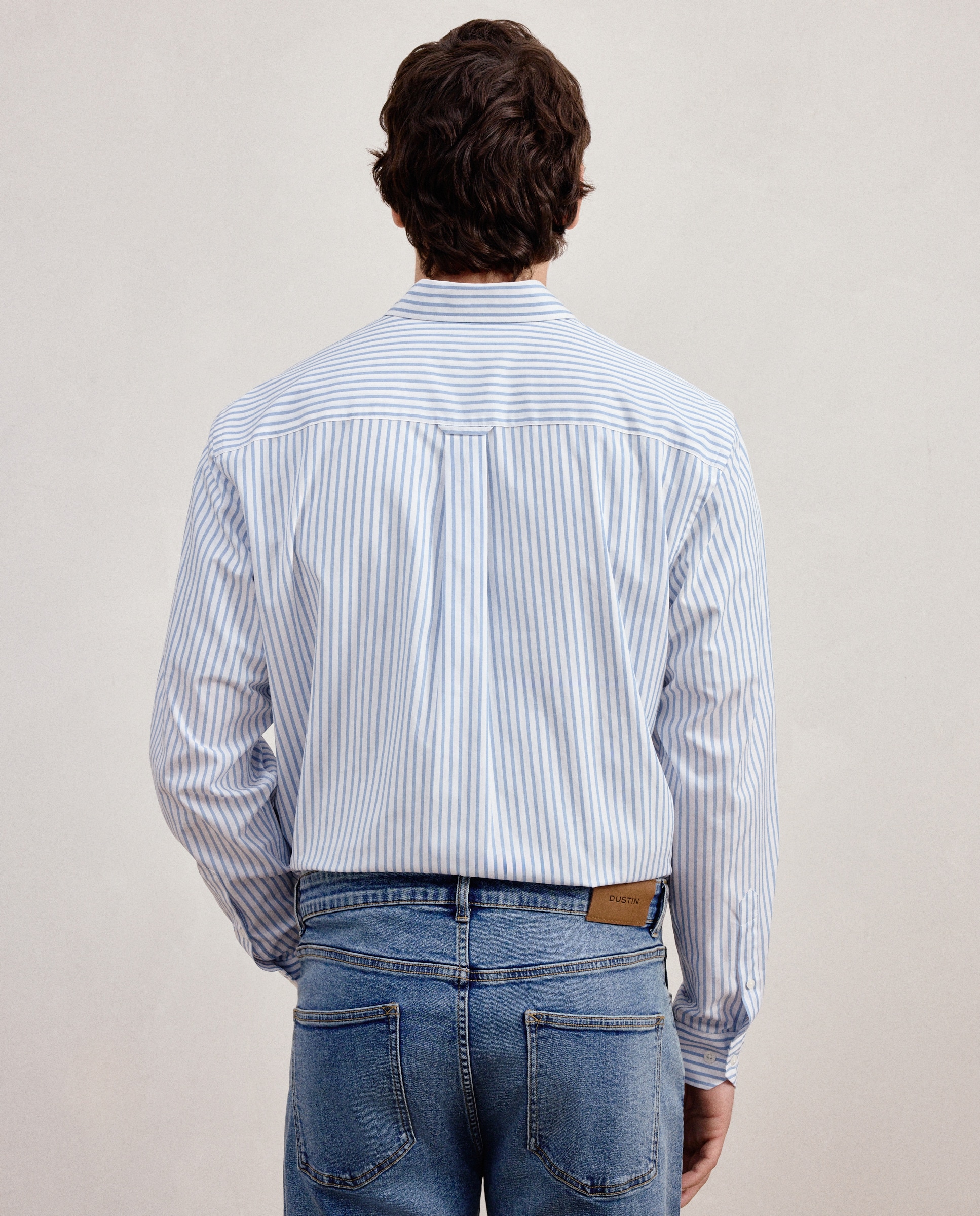 Camisa de Popelina com Padrão Clássico Azul-3