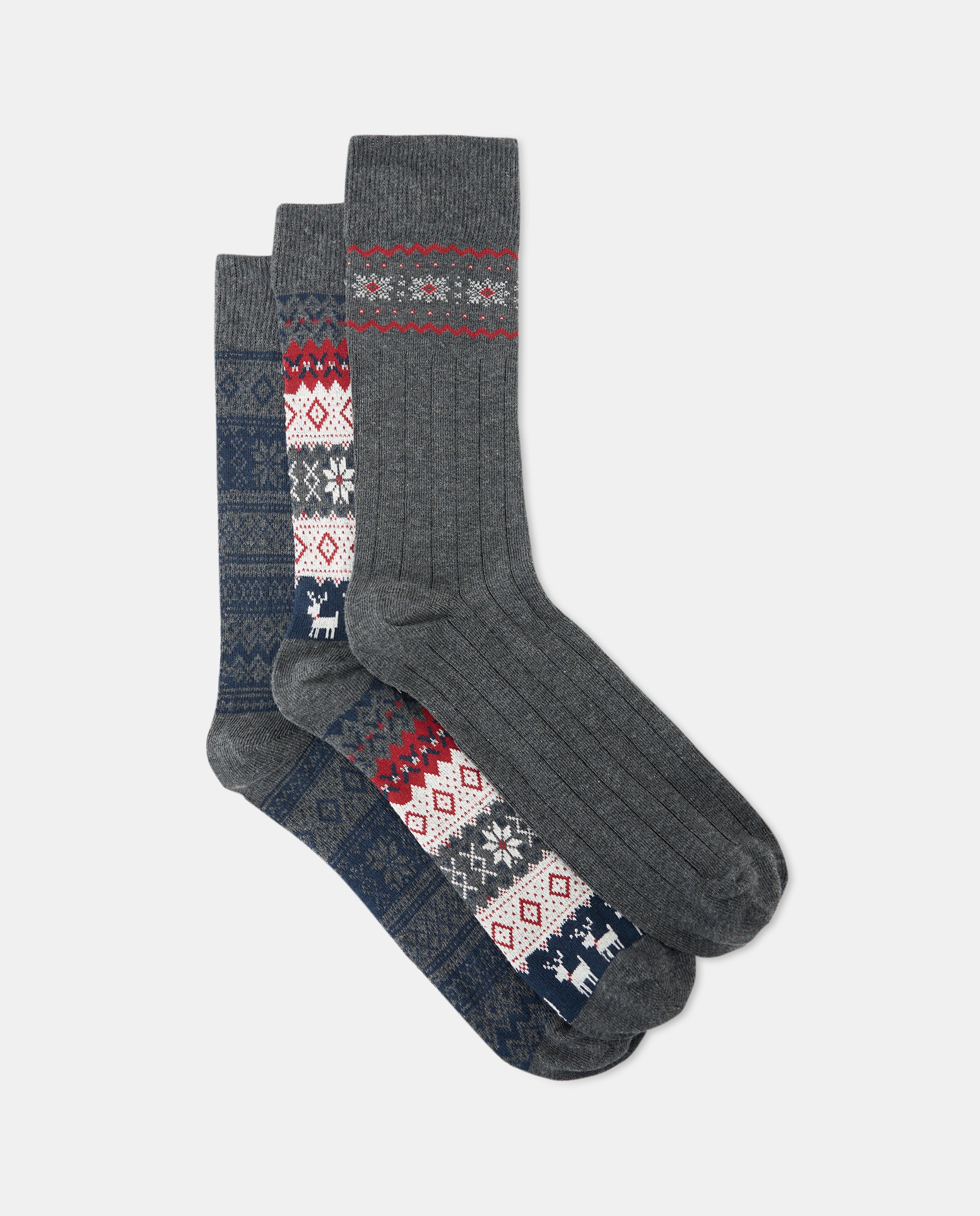 Pack 3 calcetines hombre 820 Gris medio-1