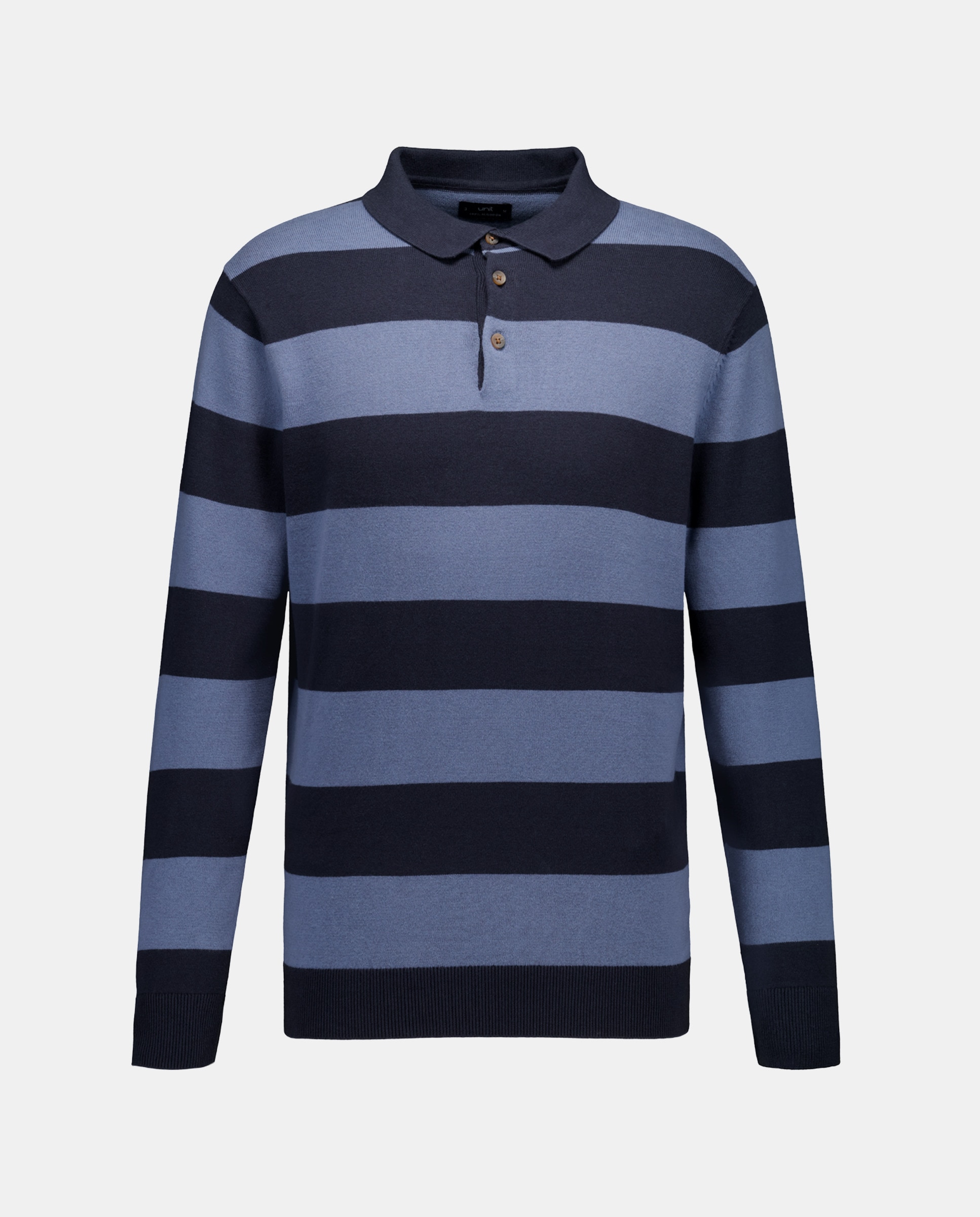 Jersey de hombre cuello polo rayas algodón 400 Azul-4