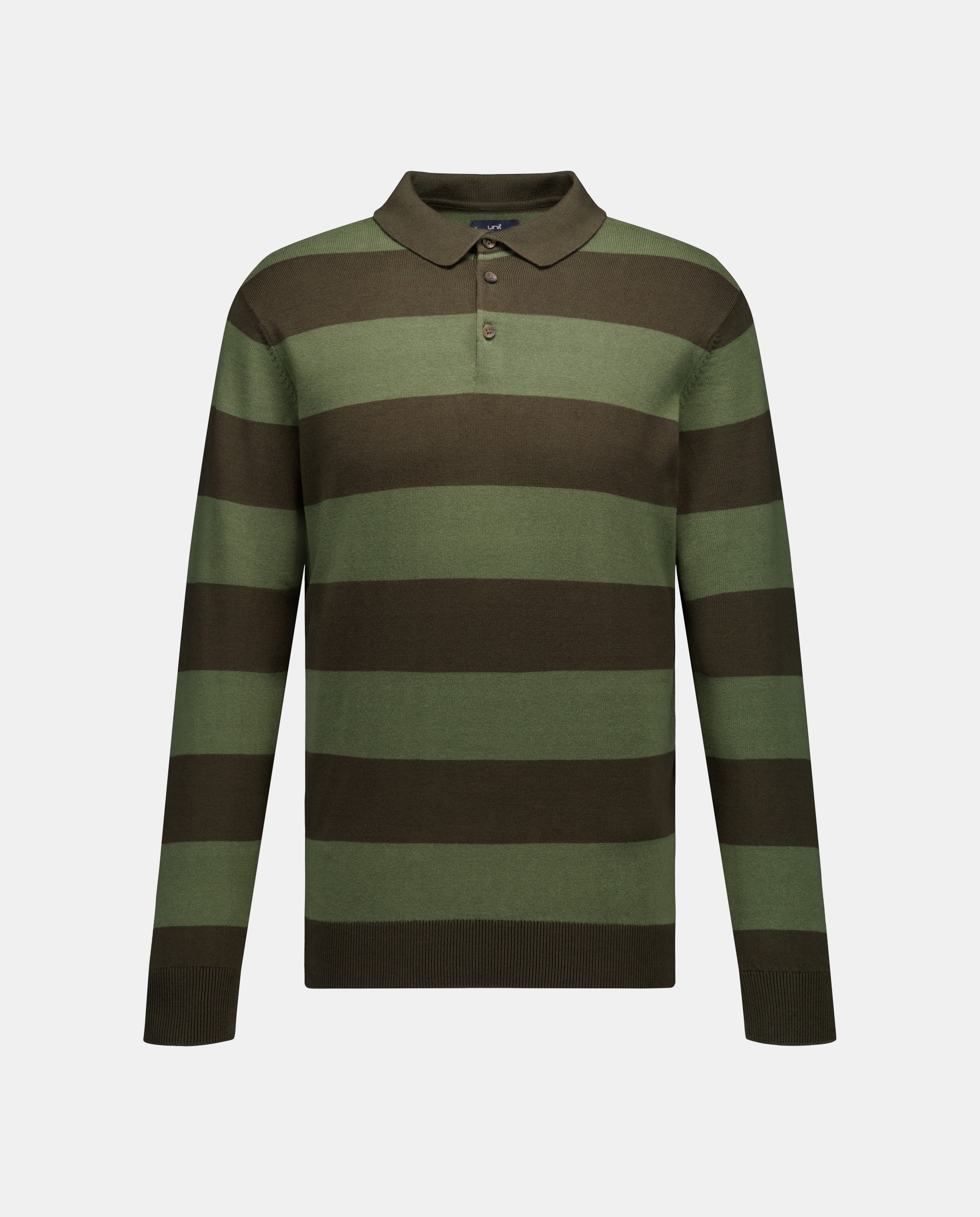 Jersey de hombre cuello polo rayas algodón Beige-4