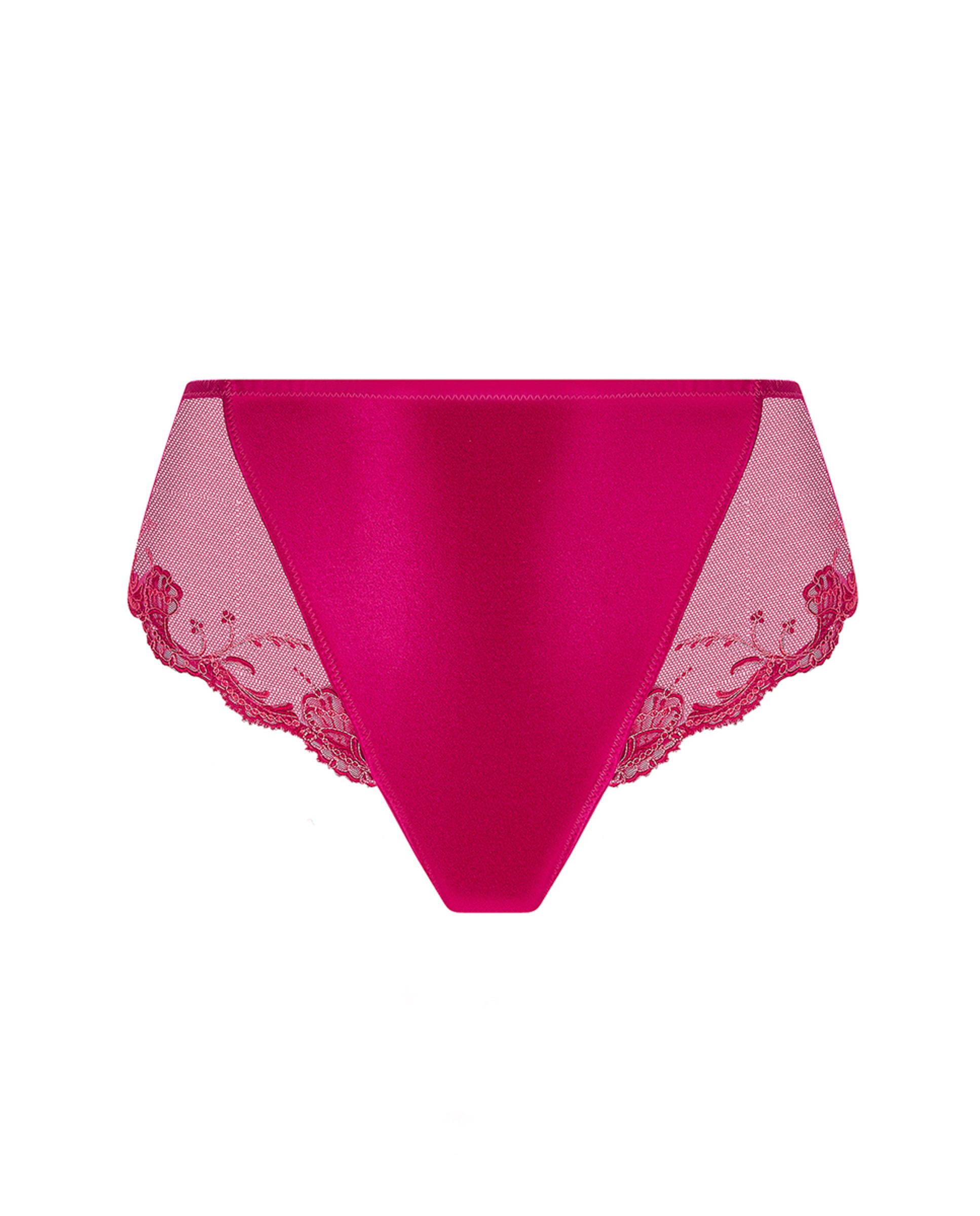 Cueca clássica Splendeur Soie Lise Charmel acetinada com bordado Fúcsia-4