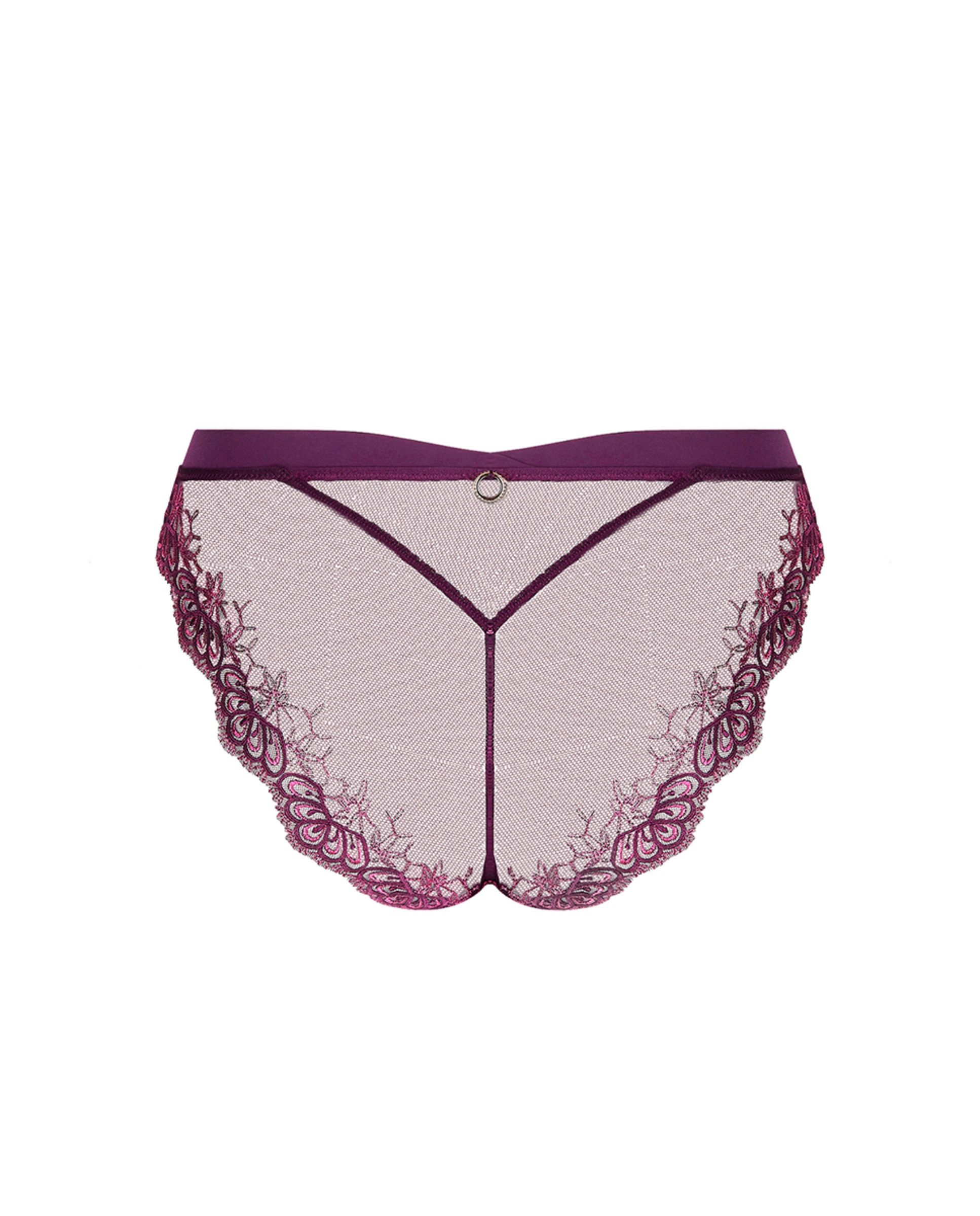 Cueca de Forma Clássica Enriquecida com Bordados e Rendas Beringela-7