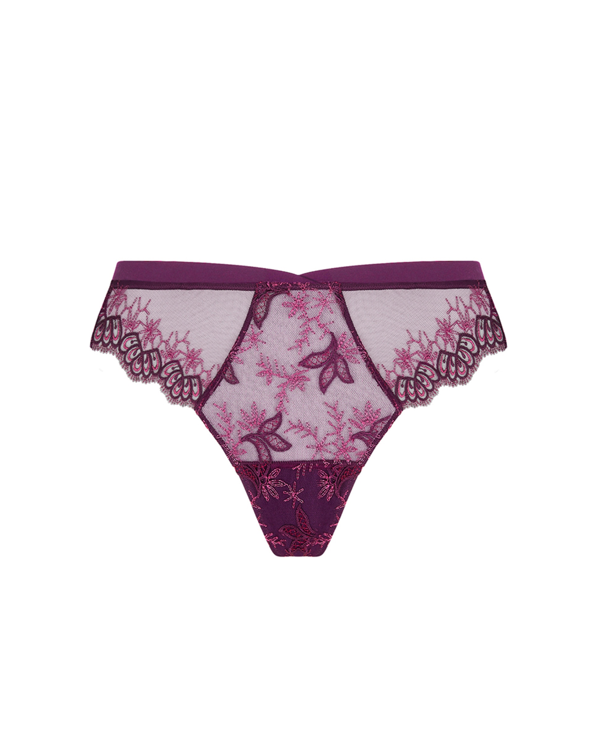 Cueca de Forma Clássica Enriquecida com Bordados e Rendas Beringela-6