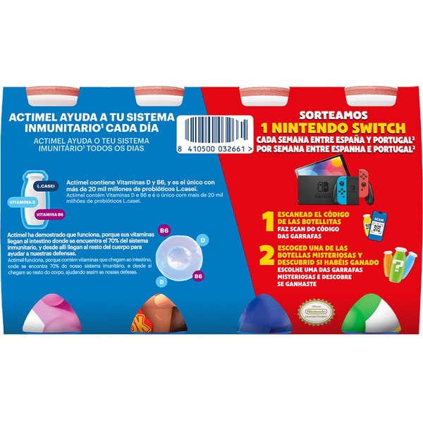 Kids L. Casei strawberry and vanilla gluten-free 6-pack units 100 g + 2 free