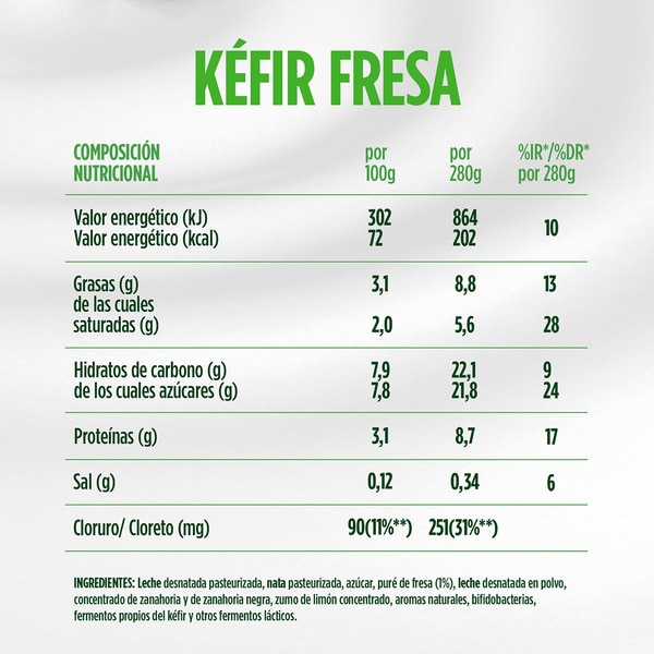 Trinkkefir Erdbeergeschmack Flasche 280 g