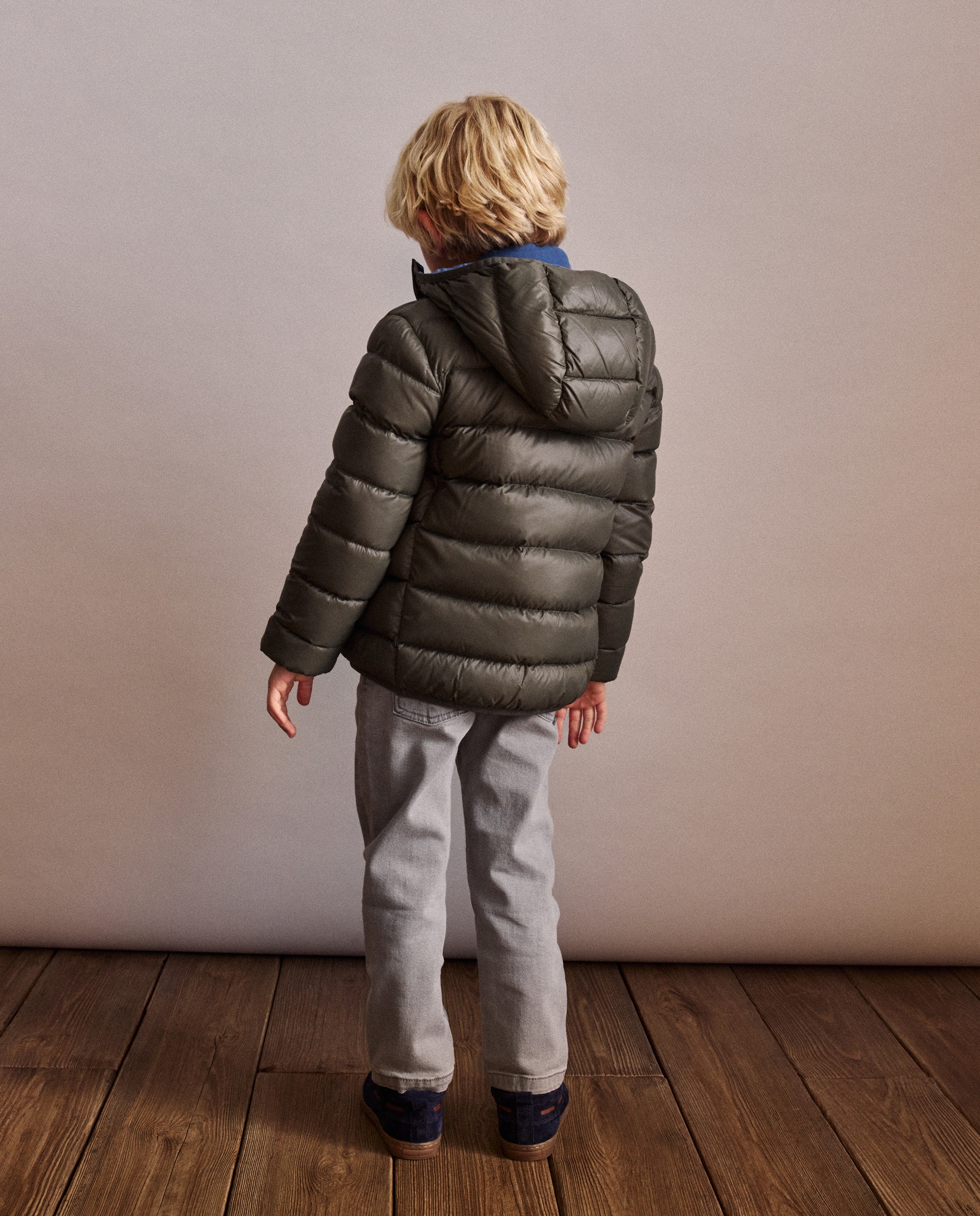 Blusão Acolchoado de Capuz Ligeiro de Penugem RDS com Bolsos e Bolsa 520 Caqui-3