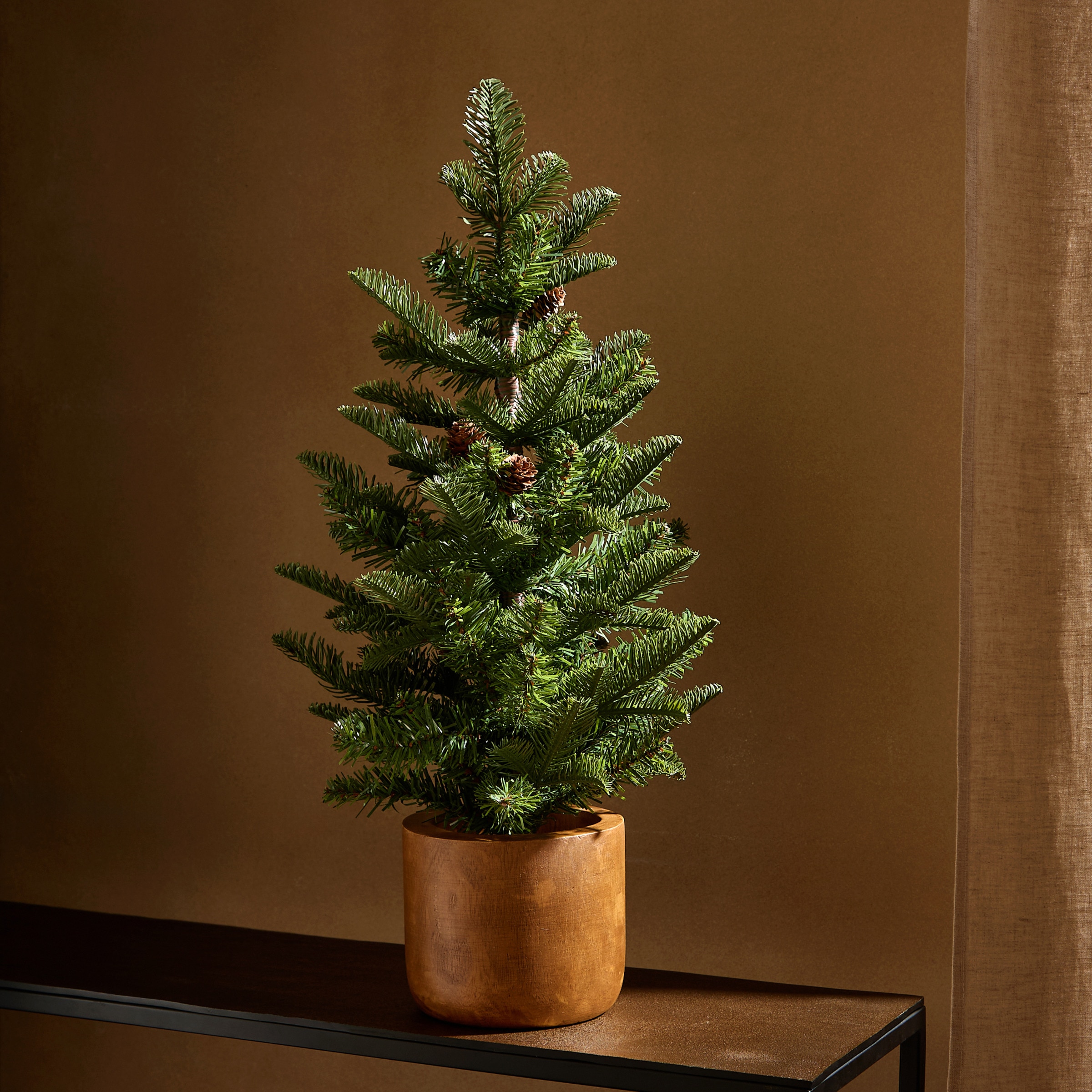 Árbol de mesa con maceta Piñas Navidad Verde-1