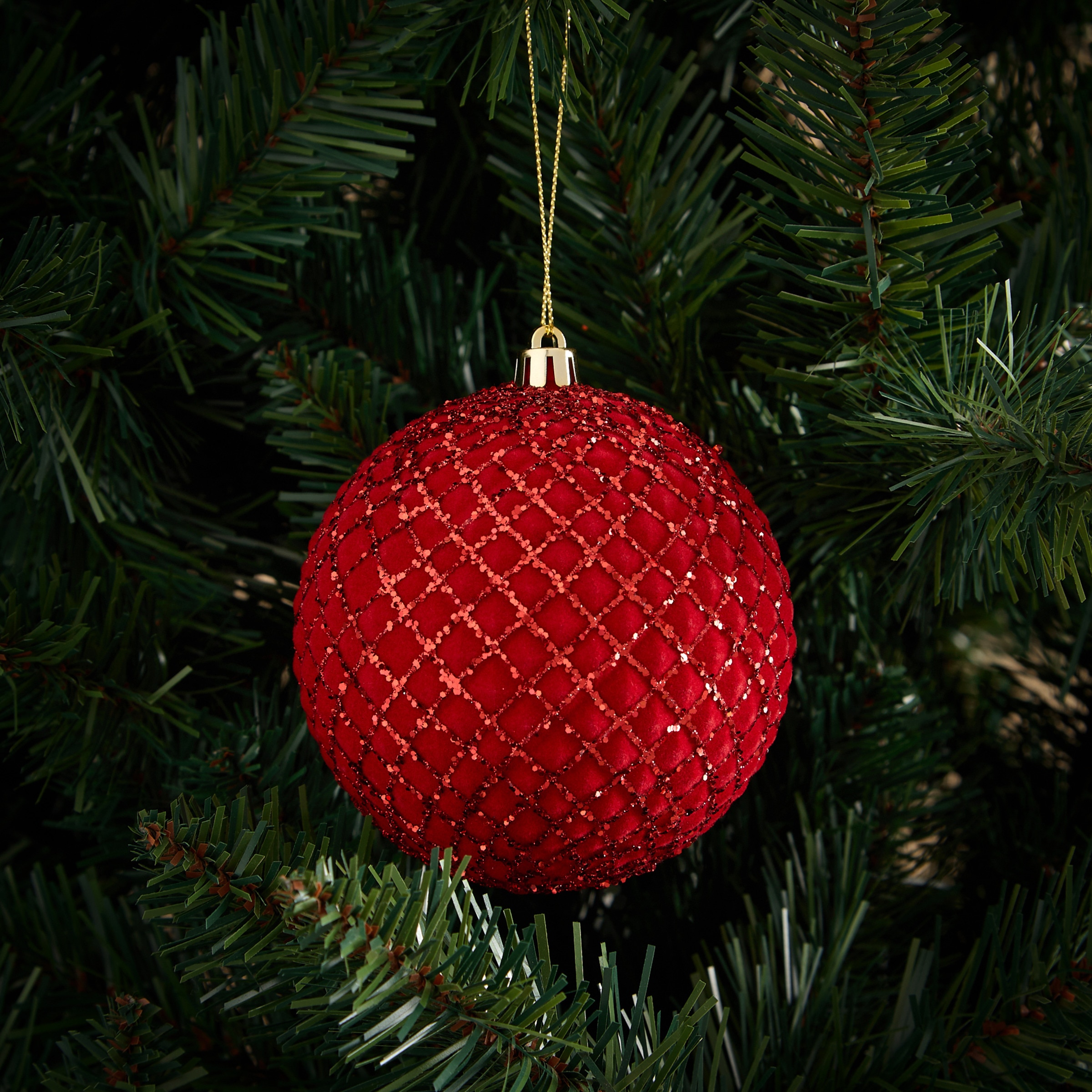 Bola com Floco com Quadrados Glitter - Vermelho Vermelho-1