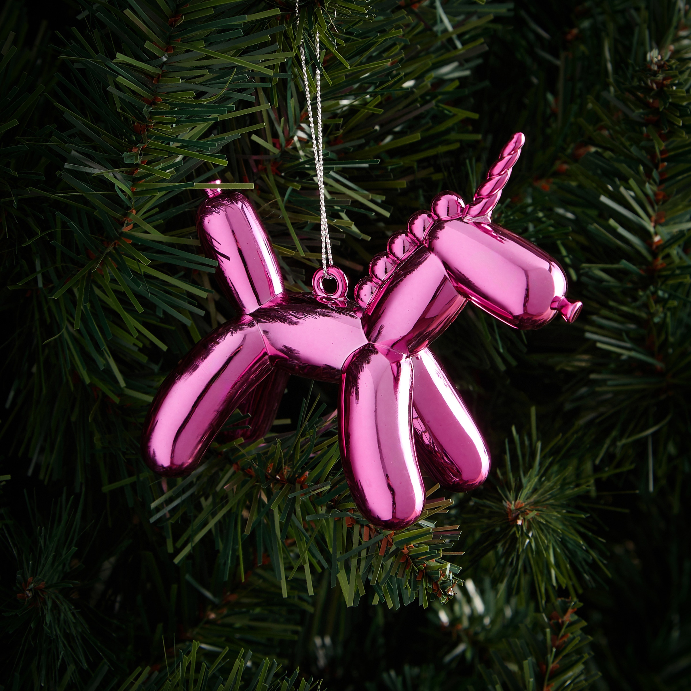 Enfeite Unicórnio com Balão Natal Fúcsia-1