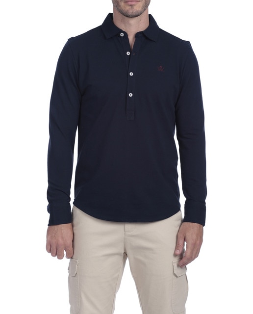 Imagen 0 de Polo Cuello tipo camisa Hombre Manga Larga Logo Bordado