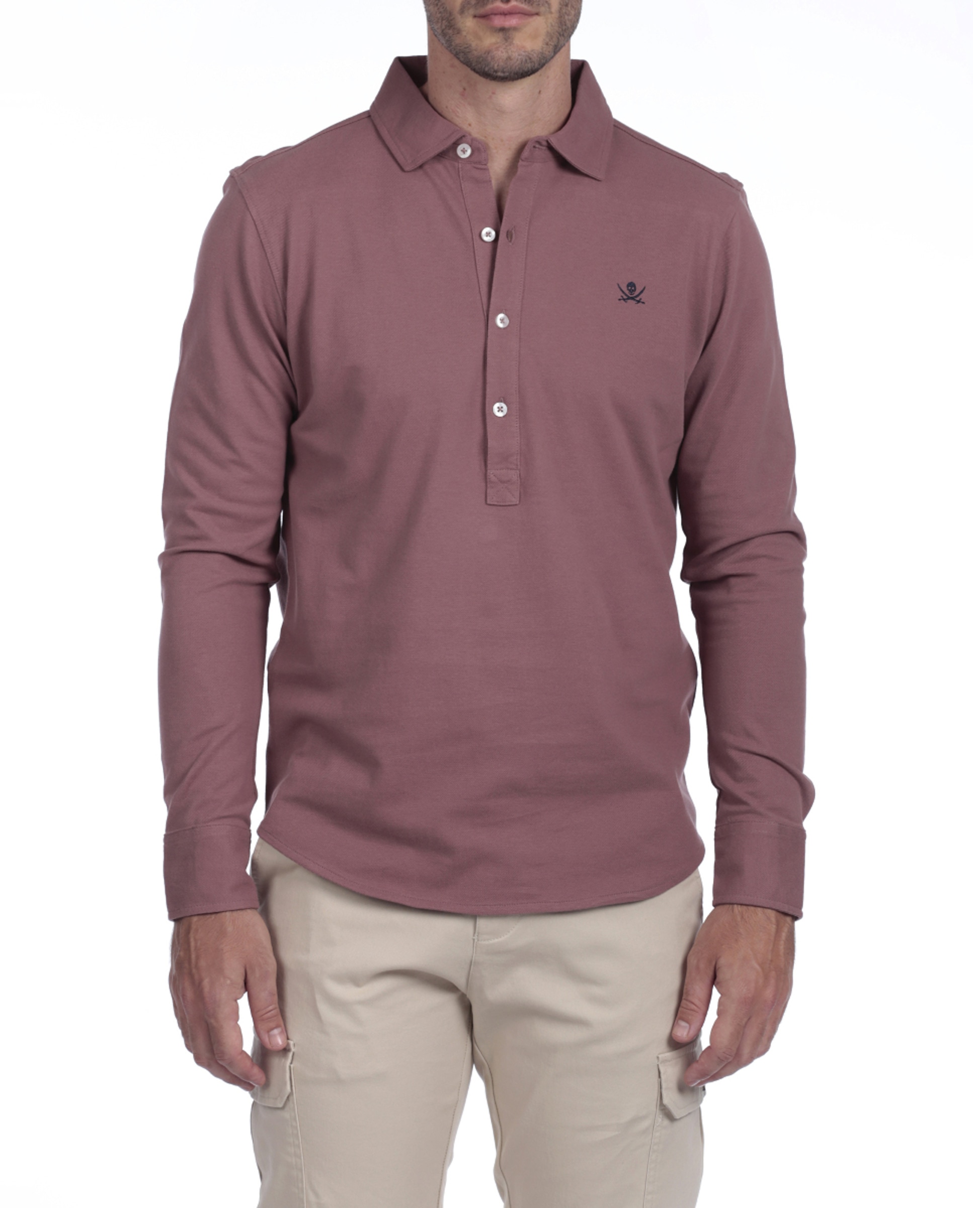 Imagen 0 de Polo Cuello tipo camisa Hombre Manga Larga Logo Bordado