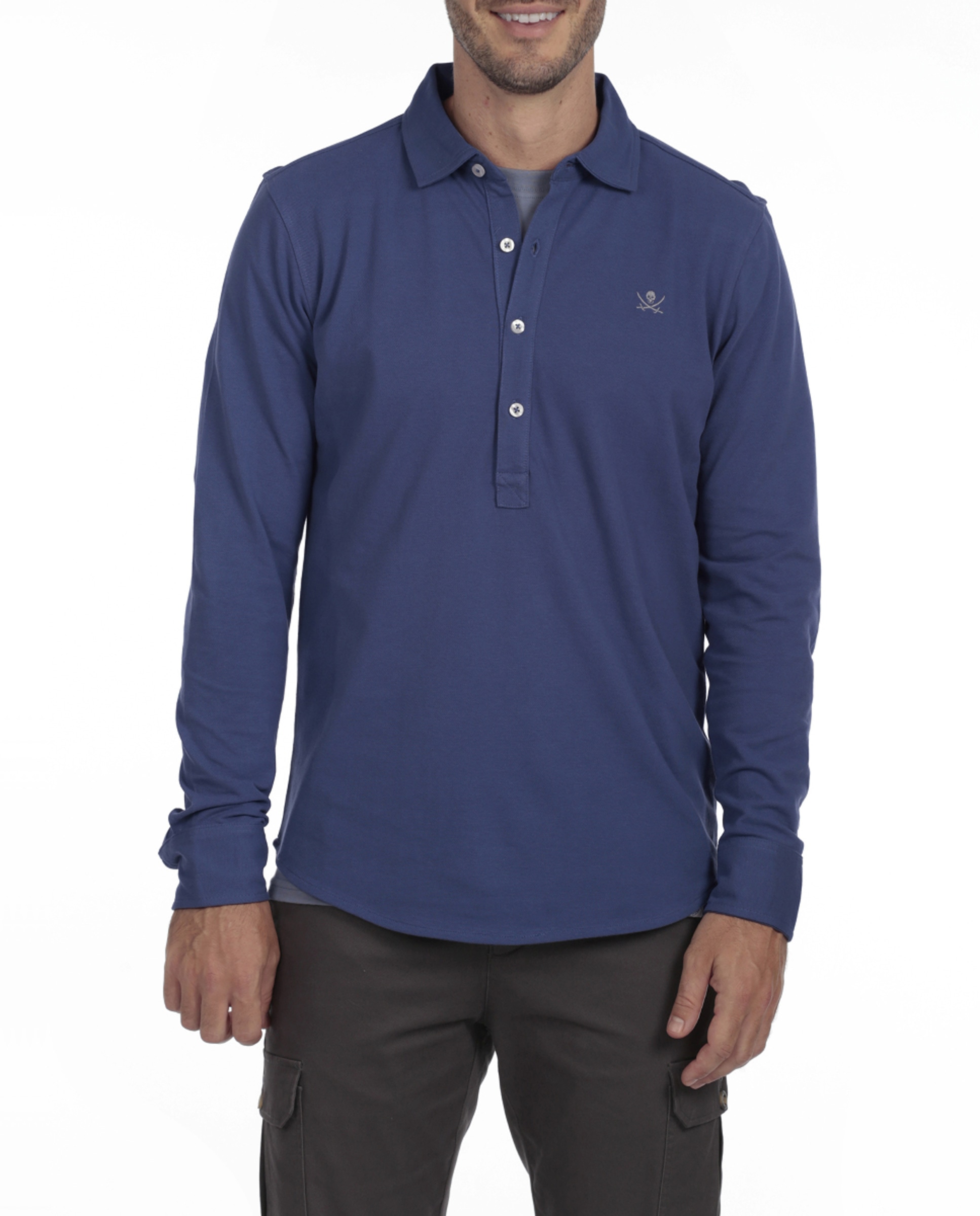 Imagen 0 de Polo Cuello tipo camisa Hombre Manga Larga Logo Bordado