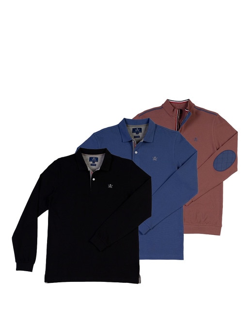 Imagen 0 de Pack 2 Polos Basic Y Polo Hierro Hombre Manga Larga