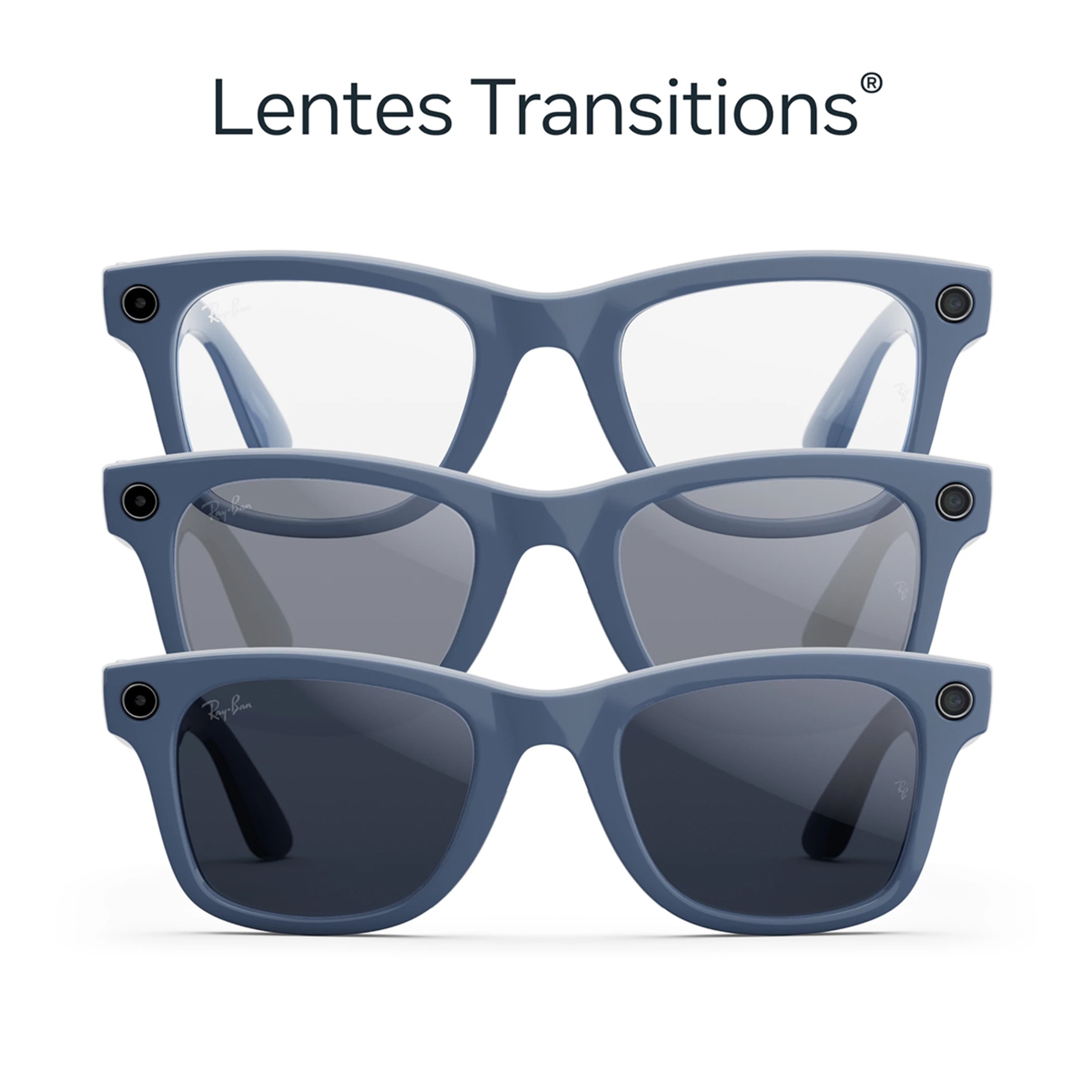 Gafas con IA Ray-Ban Meta Wayfarer grandes (Gen 2) Azul cósmico brillante con lentes Transitions en zafiro Azul-7
