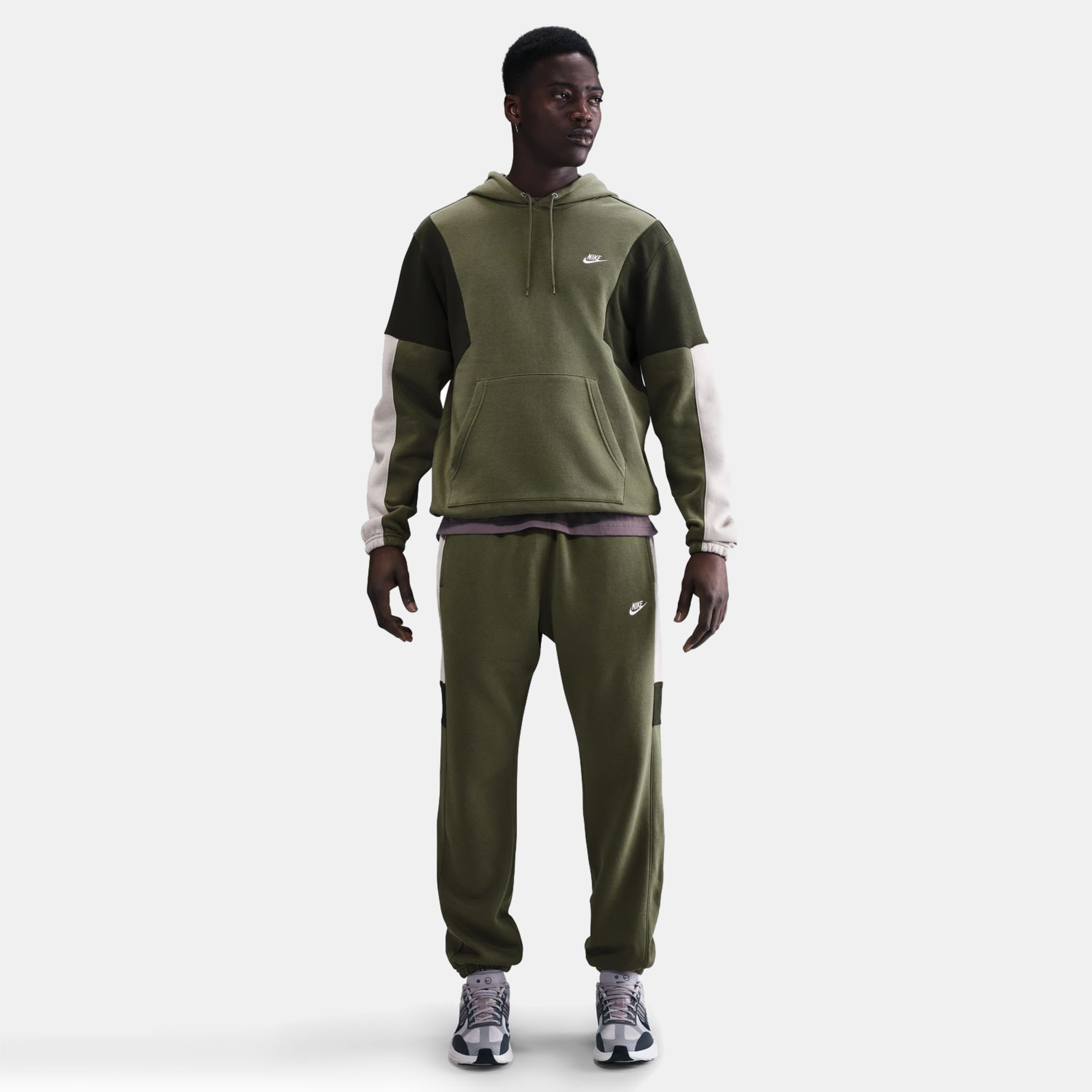 Fato de Treino de Homem Club Fleece Hded Track Gx Verde Azeitona-1