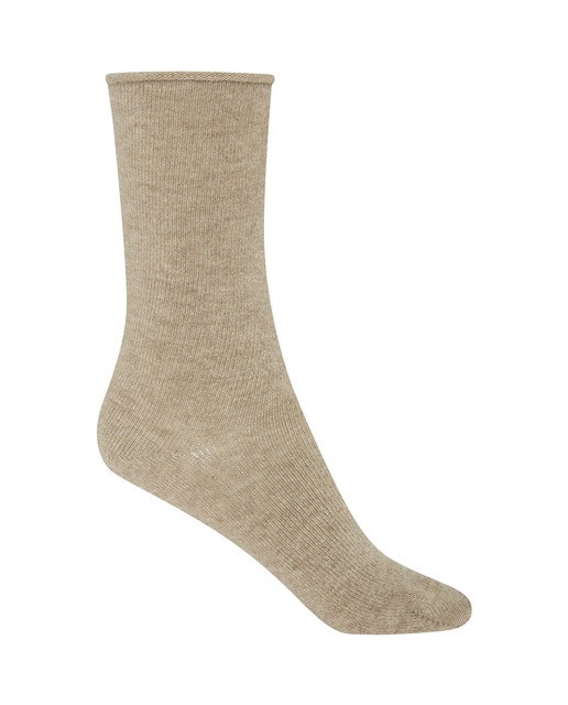 Imagen 0 de Calcetines cortos de mujer de cashmere/lana lisos con puño roulé. Hecho en España