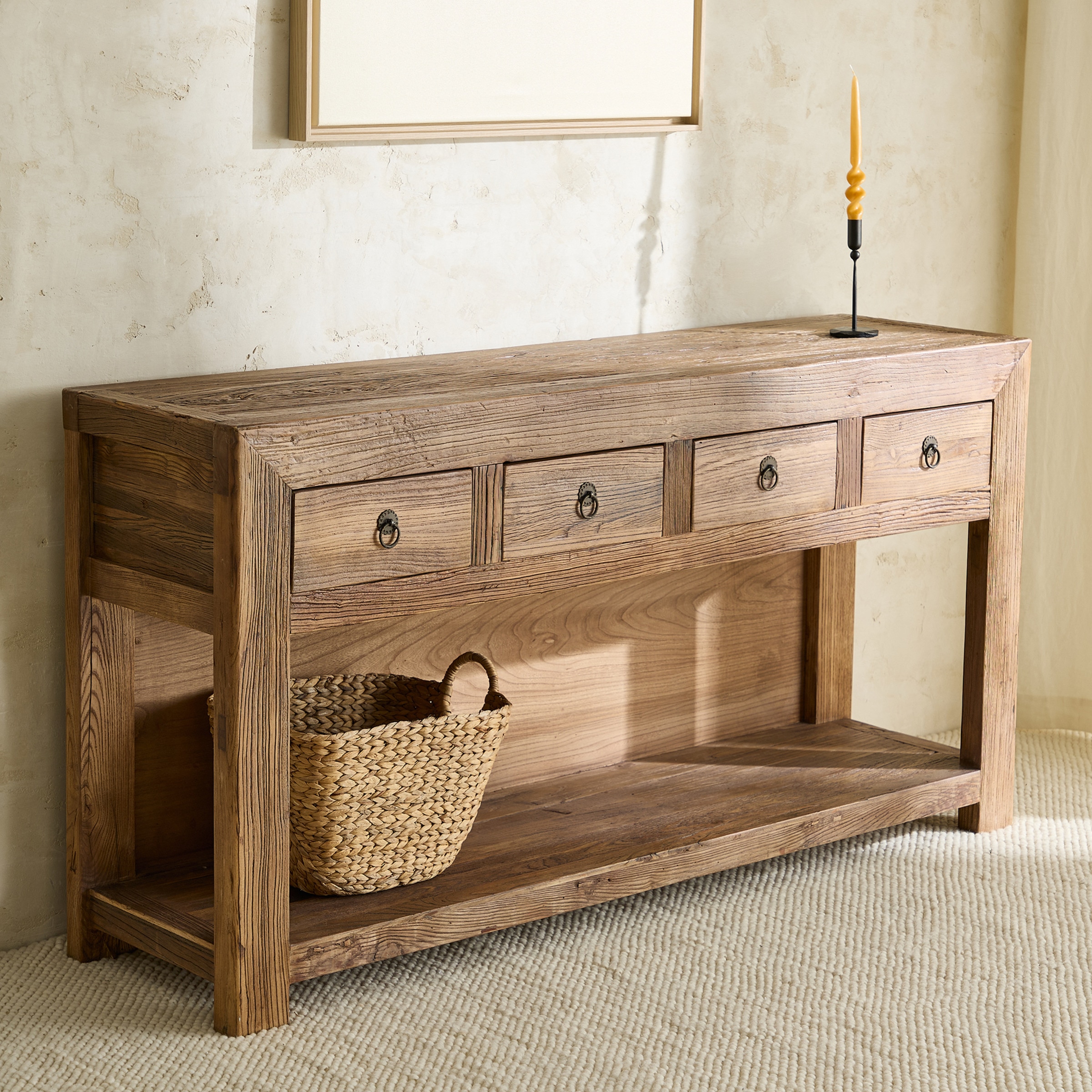 Móvel de Olmo Reciclado com 4 Gavetas Opium Natural-1