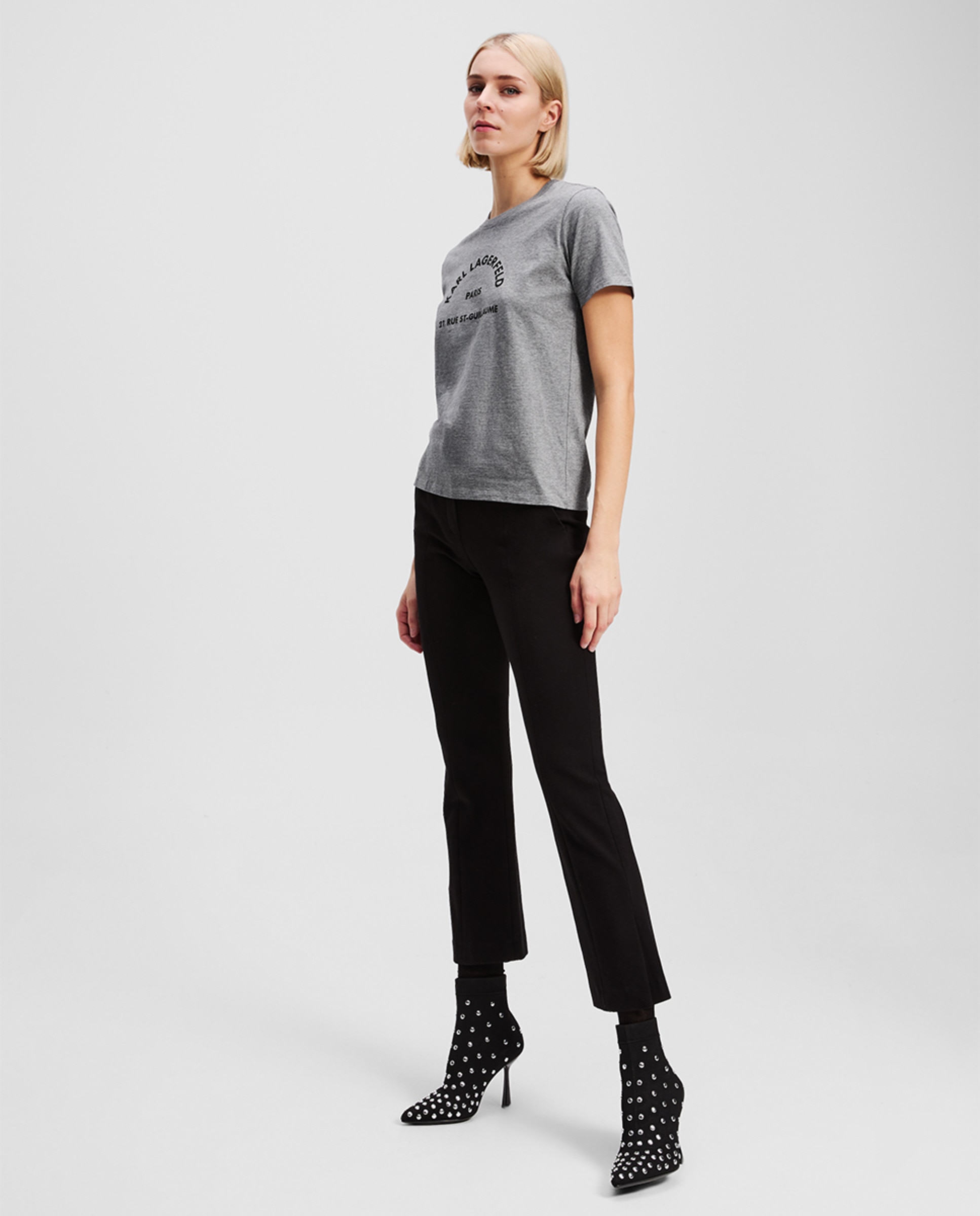 T-shirt com Decote Redondo Rue St. Guillaume Cinzento-escuro-3