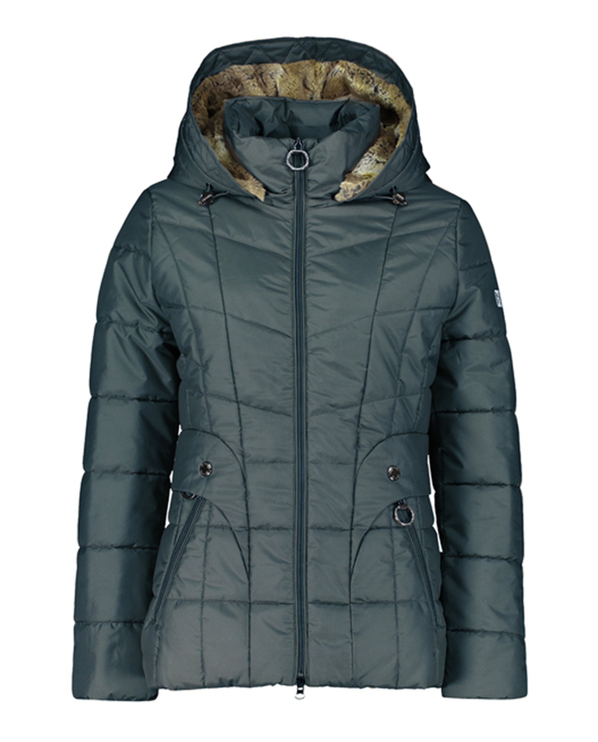 Blusão Acolchoado com Capuz de Pelo Desmontável Azul-3