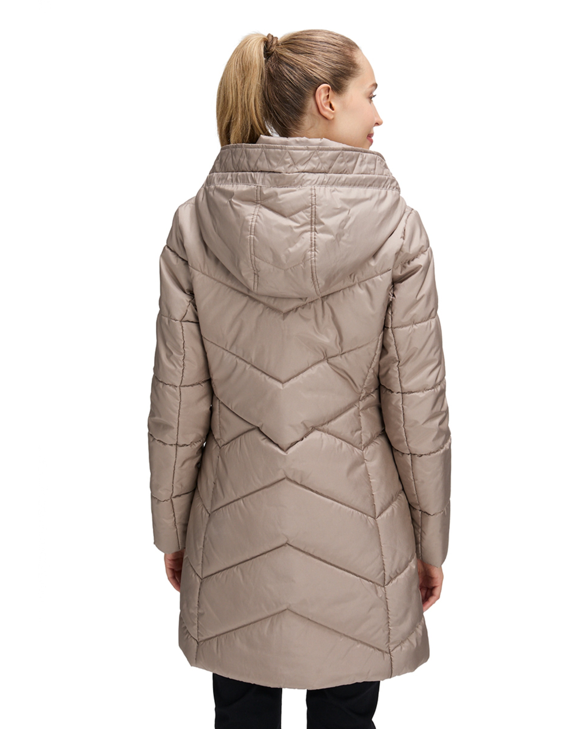 Blusão Acolchoado com Capuz de Pelo Desmontável Camel-1