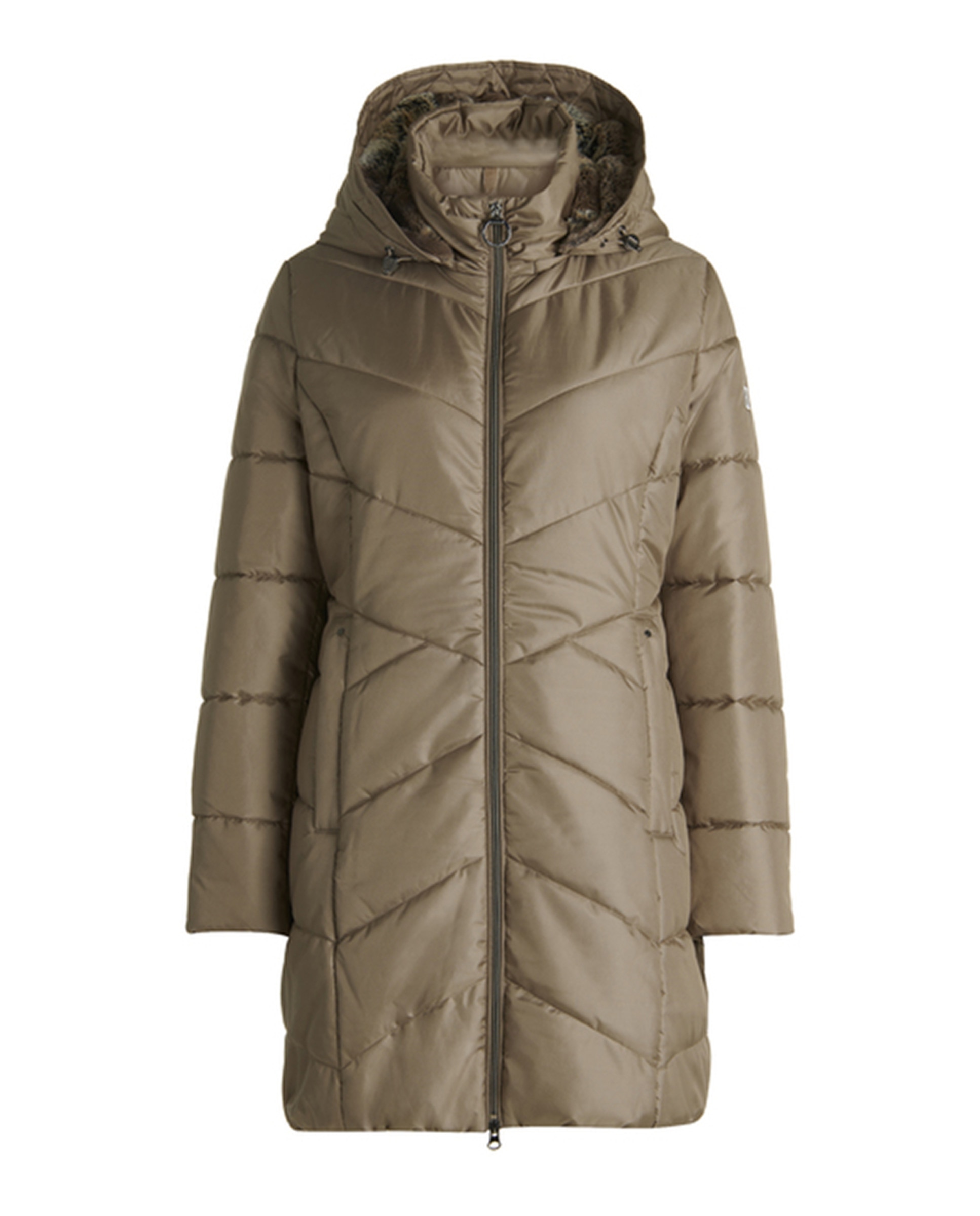 Blusão Acolchoado com Capuz de Pelo Desmontável Camel-3