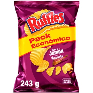 patatas fritas onduladas sabor a jamón sin gluten bolsa 243 g - Ruffles