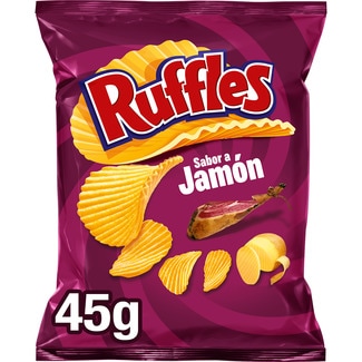 patatas fritas onduladas sabor jamón sin gluten bolsa 45 g - Ruffles