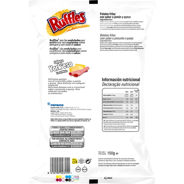 York'eso wavy crisps ham and cheese flavour bag 150 g