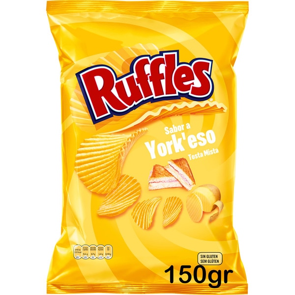 York'eso wavy crisps ham and cheese flavour bag 150 g