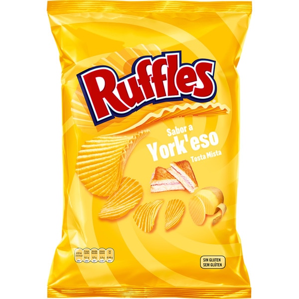 York'eso wavy crisps ham and cheese flavour bag 150 g