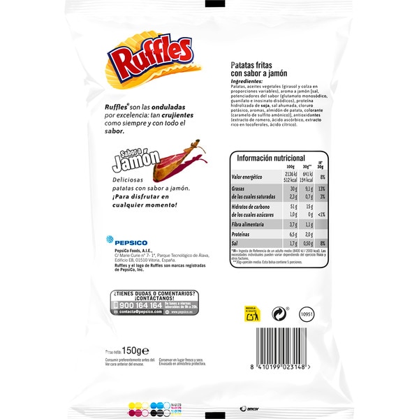 Gewellte Chips Schinkengeschmack Glutenfrei Tasche 150 g