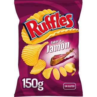 patatas fritas onduladas sabor Jamón Sin Gluten bolsa 150 g - Ruffles
