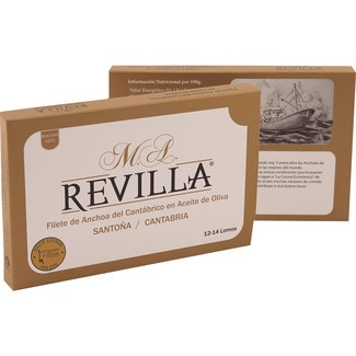 filetes de anchoa del Cantábrico en aceite de oliva Santoña lata 55 g neto escurrido - Revilla