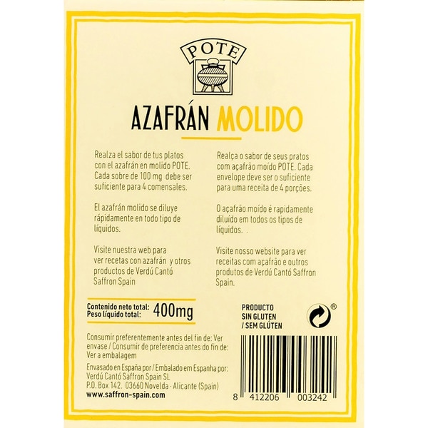 Gemahlener Safran Premiumqualität Box 4 Tütchen (100 mg)