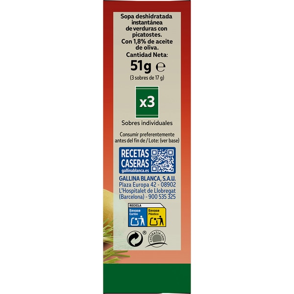 Sopinstant vegetable soup 3-pack sachets 20 g