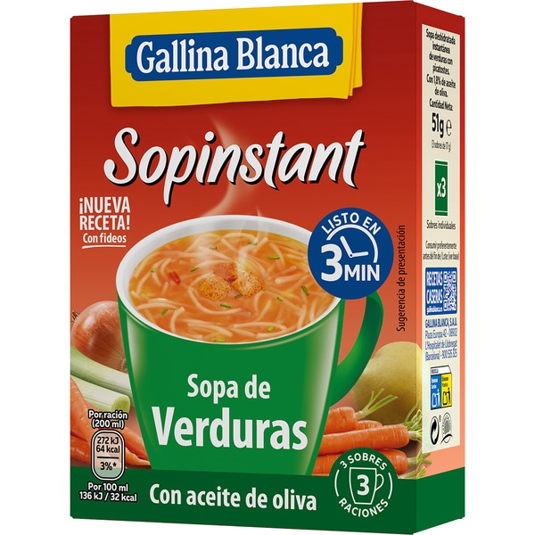 Sopinstant vegetable soup 3-pack sachets 20 g