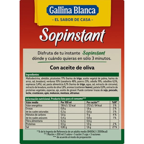 Sopinstant vegetable soup 3-pack sachets 20 g