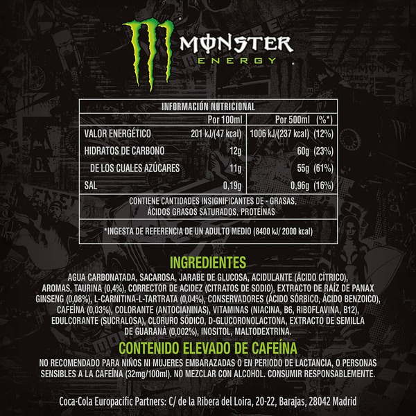 Green Energydrink mit Taurin und Ginseng Dose 50 cl