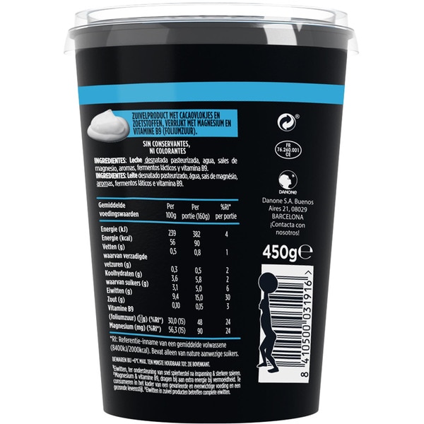 Proteine Geschmacksrichtung Natur + Magnesium + Vitamin B9 0% Zucker 0% Fett Behälter 450 g hilft, Muskelmasse aufzubauen, und reduziert Erschöpfung