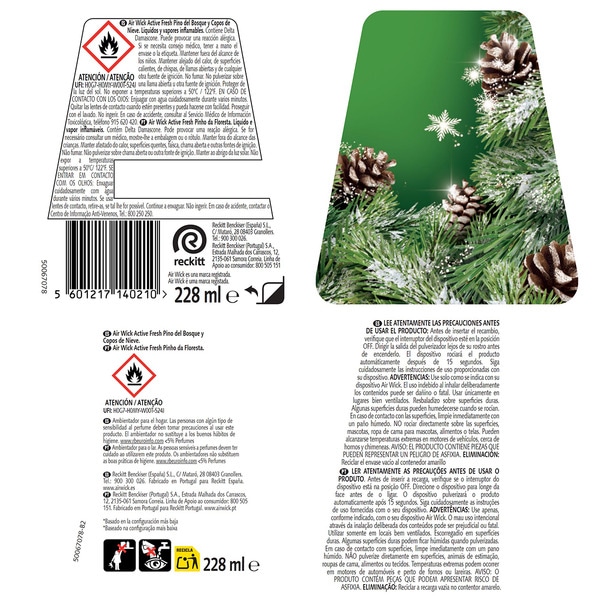 Active Fresh automatischer Lufterfrischer Waldkiefer und Schneeflocken mit Naturölen Nachfüllpackung 1 Einheit