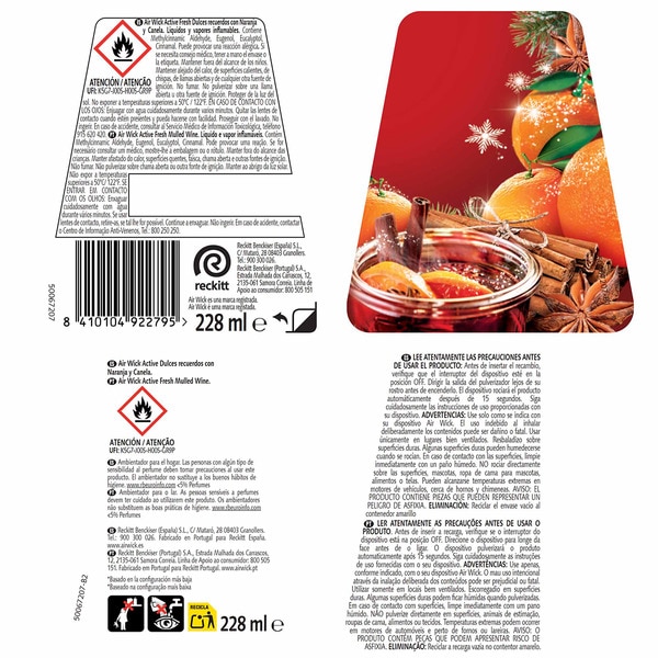 automatischer Lufterfrischer Diffuser Active Fresh Orange und Zimt mit ätherischen Ölen Nachfüllpackung