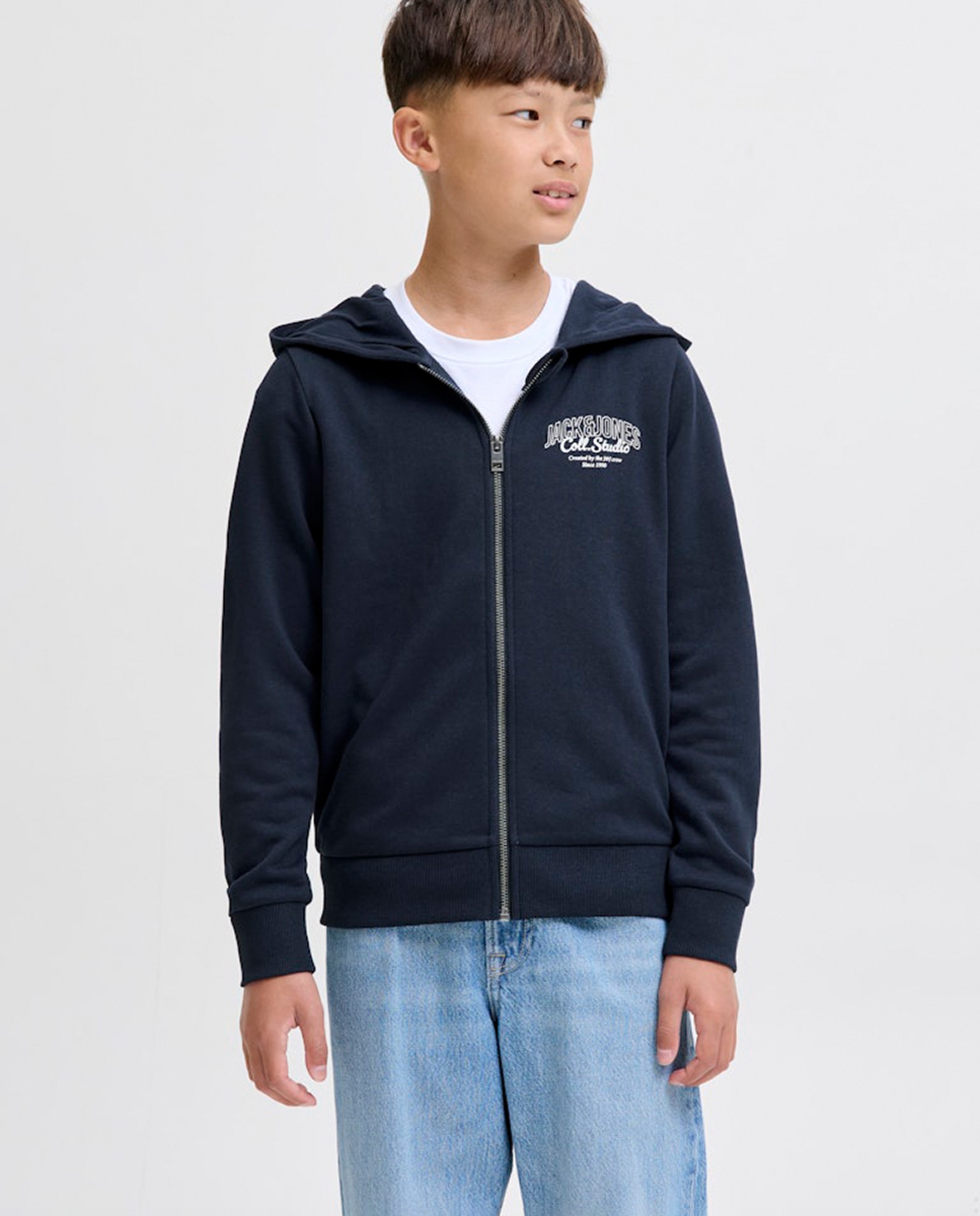 Sweatshirt com Capuz e Fecho de Correr Azul-marinho-1