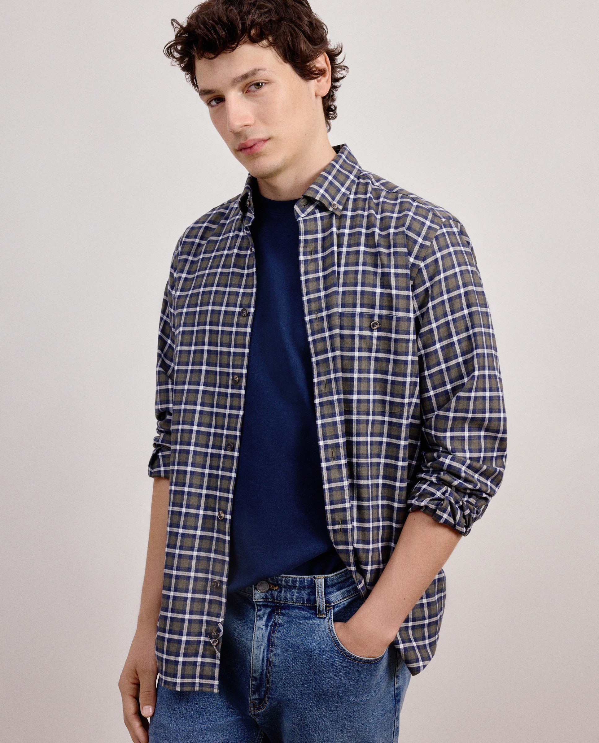 Camisa de hombre manga larga cuadros fantasía · Dustin · El Corte